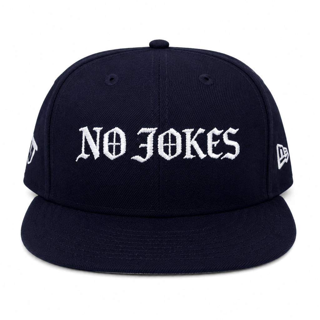 No Jokes "Overly XJ" Fitted Cap - Navy/White