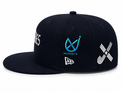 No Jokes "Overly XJ" Fitted Cap - Navy/White
