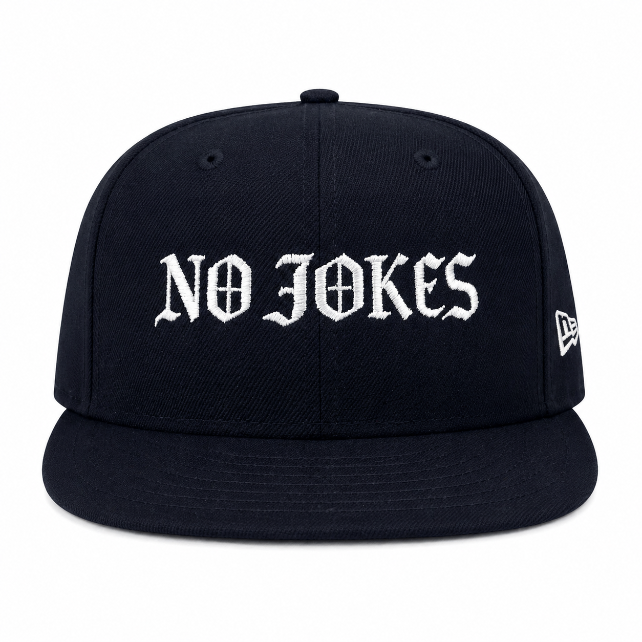 No Jokes Signature Fitted Cap - Navy/White